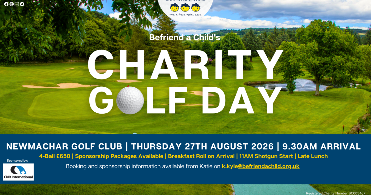 OpenGraph Image for Businesses urged to snap up final team spaces for Befriend a Child's Annual Charity Golf Day