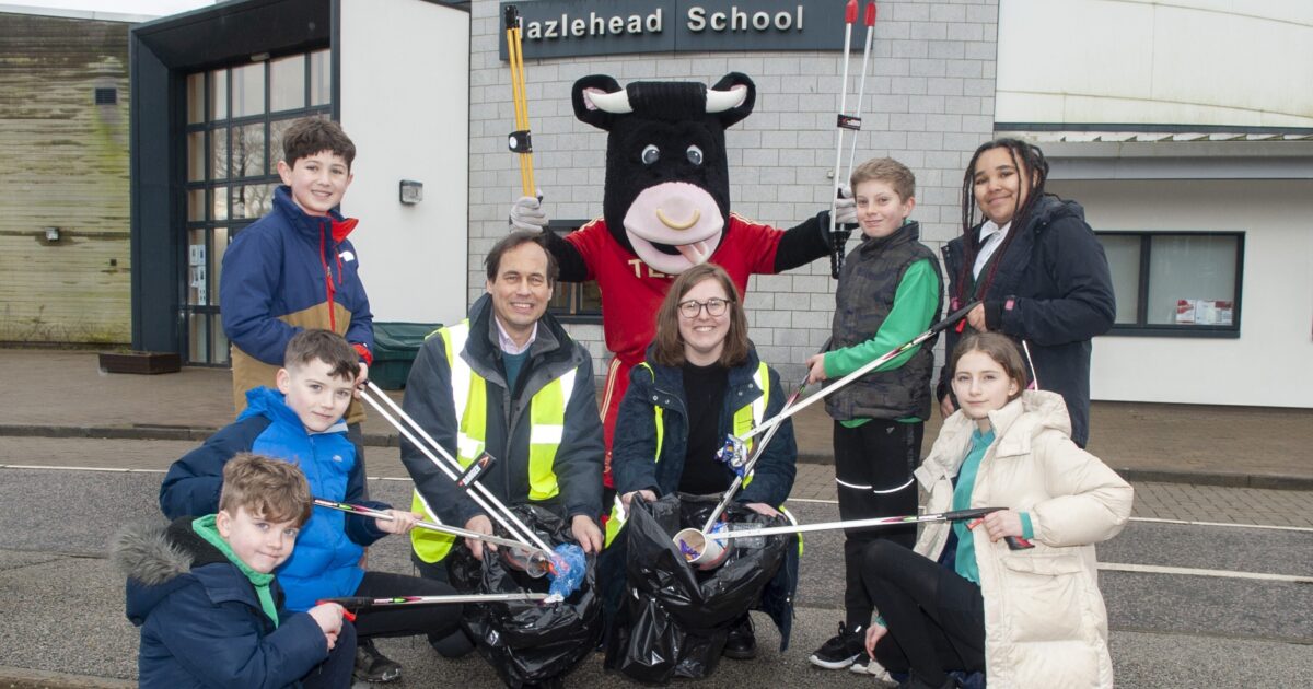 OpenGraph Image for Schoolchildren and Angus the Bull launch the 2024 Clean Up Aberdeen campaign