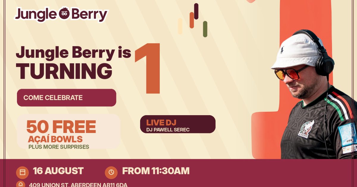 OpenGraph Image for Jungle Berry Aberdeen to celebrate first birthday on Union Street