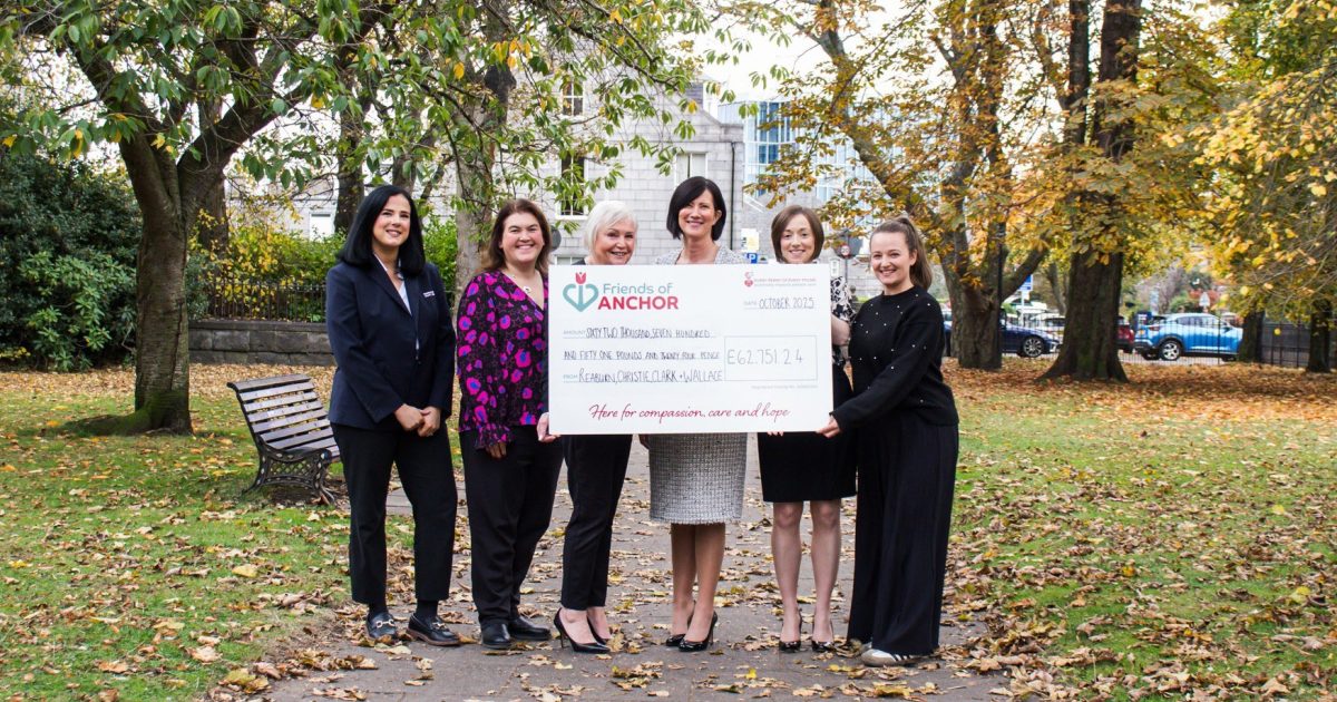 OpenGraph Image for Raeburn Christie Clark & Wallace LLP present £62,751 to Friends of ANCHOR following two-year fundraising partnership