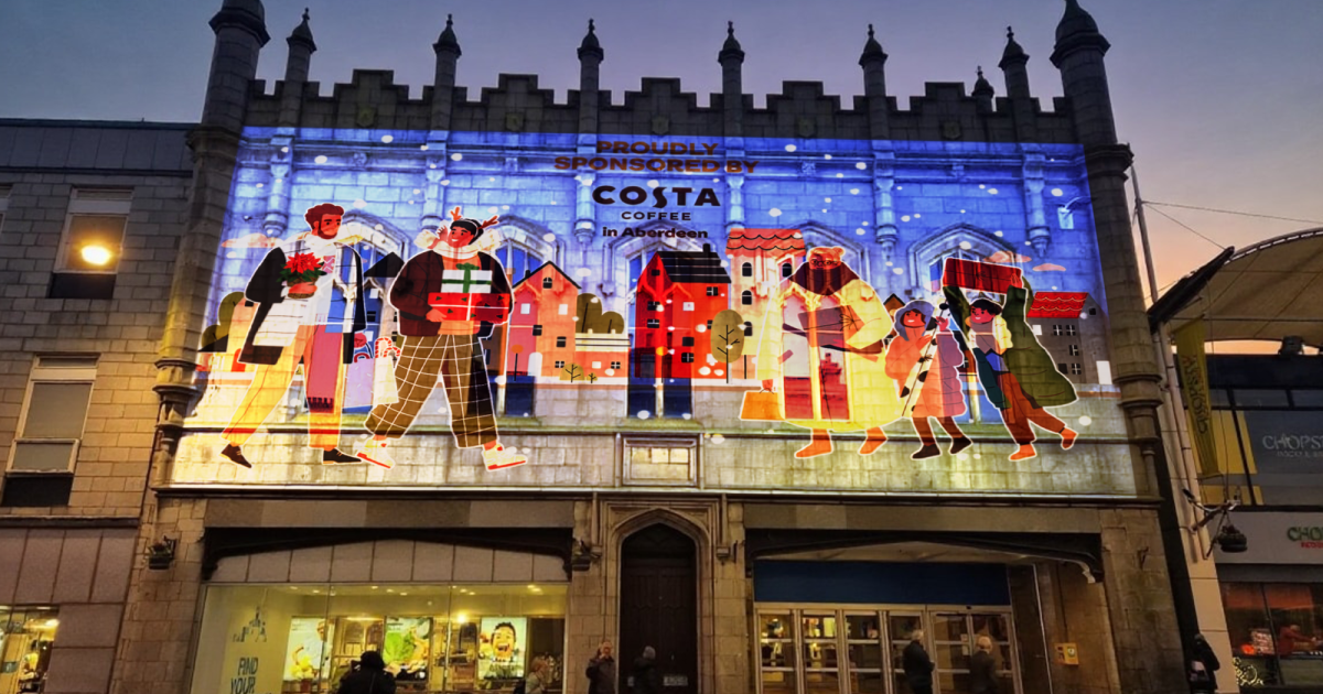 OpenGraph Image for Union Street iconic buildings will be lit up with festive Christmas animations thanks to Aberdeen Inspired and Costa Aberdeen