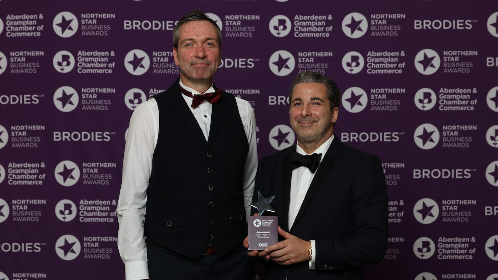 Going Global NSBA2026 John Ross Jr (Aberdeen) with sponsor Aberdeen International Airport