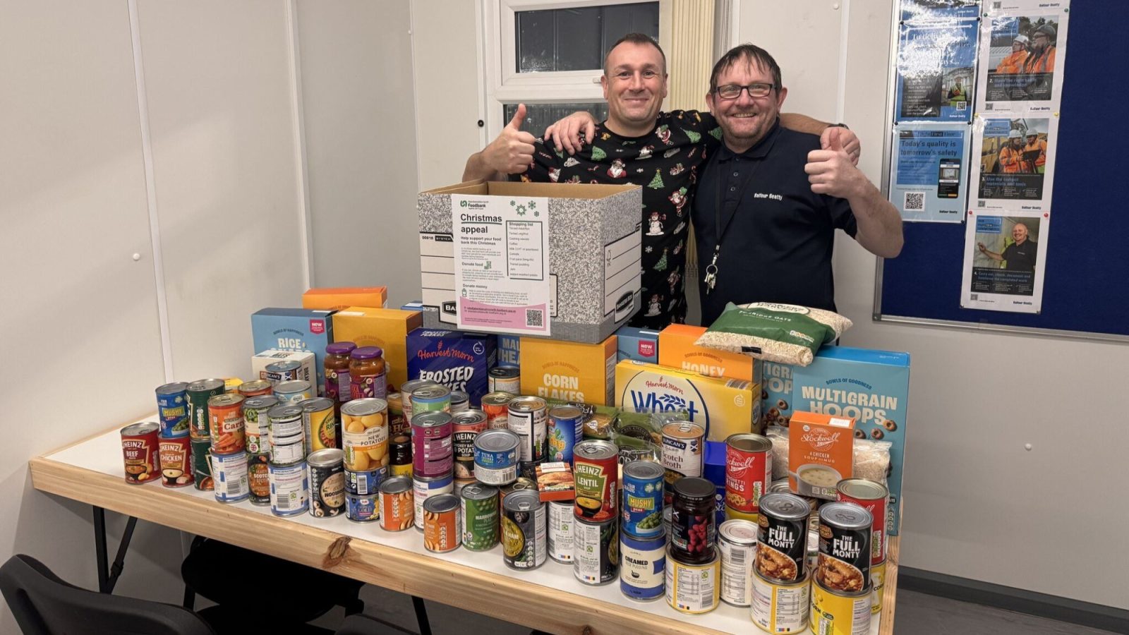 Teams with some of the donations for Aberdeenshire north foodbank ahead of their drop-off in time for Christmas