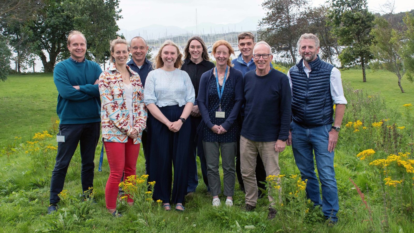 The team of SAMS scientists behind the Seagrass and Native Oysters reports with SSEN Transmission's Lead Marine Consents and Environment Manager Pete Watson (right).