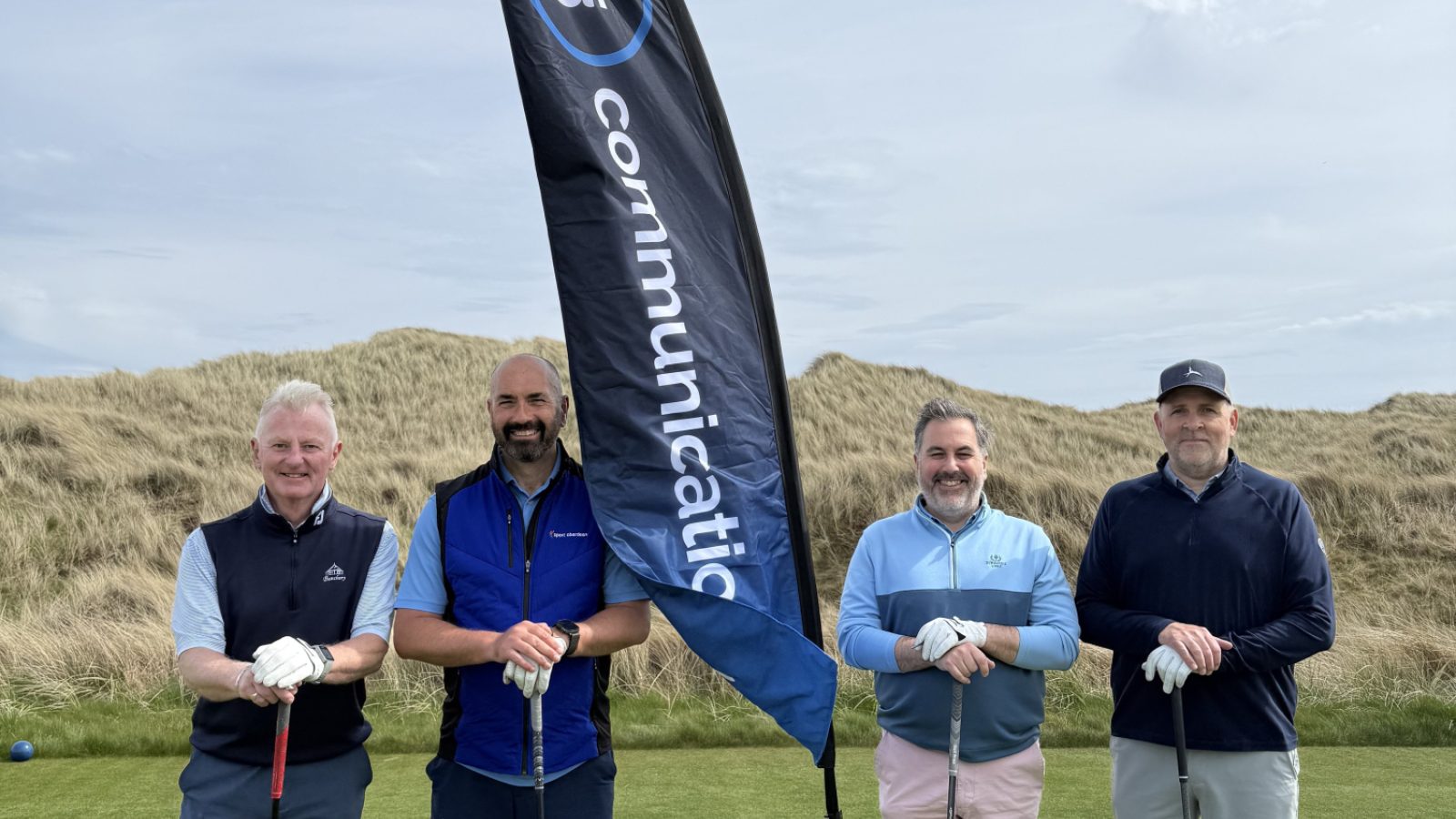 Stuart McIndoe and Keith Heslop of Sport Aberdeen alongside Craig Forsyth and Iain Powell of DF Communications, DF Golf Open Day 2025
