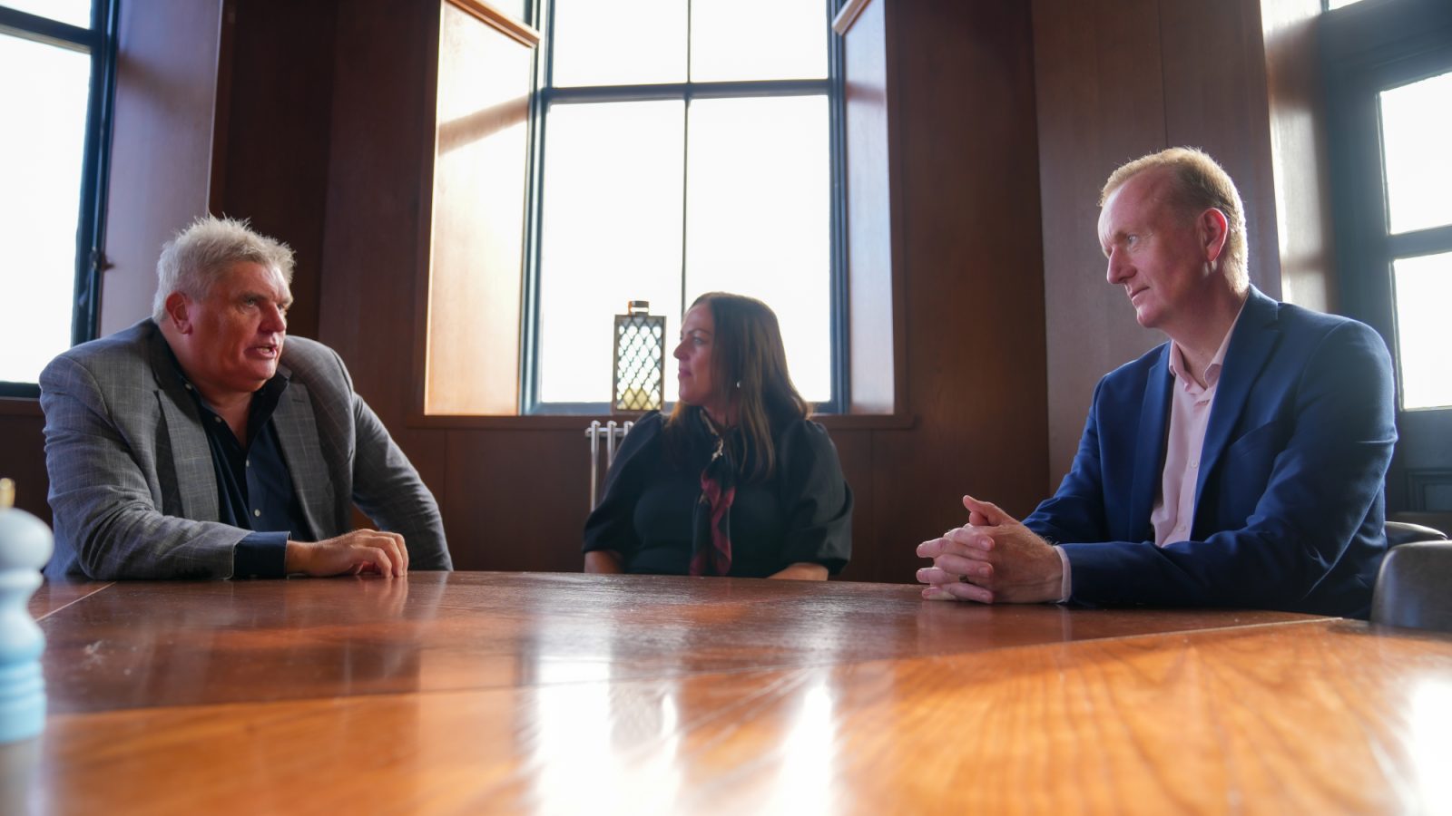 Allan Henderson, left, chatting with Scotland’s Towns Partnership chief officer Kimberley Guthrie and Aberdeen Inspired chief executive Adrian Watson