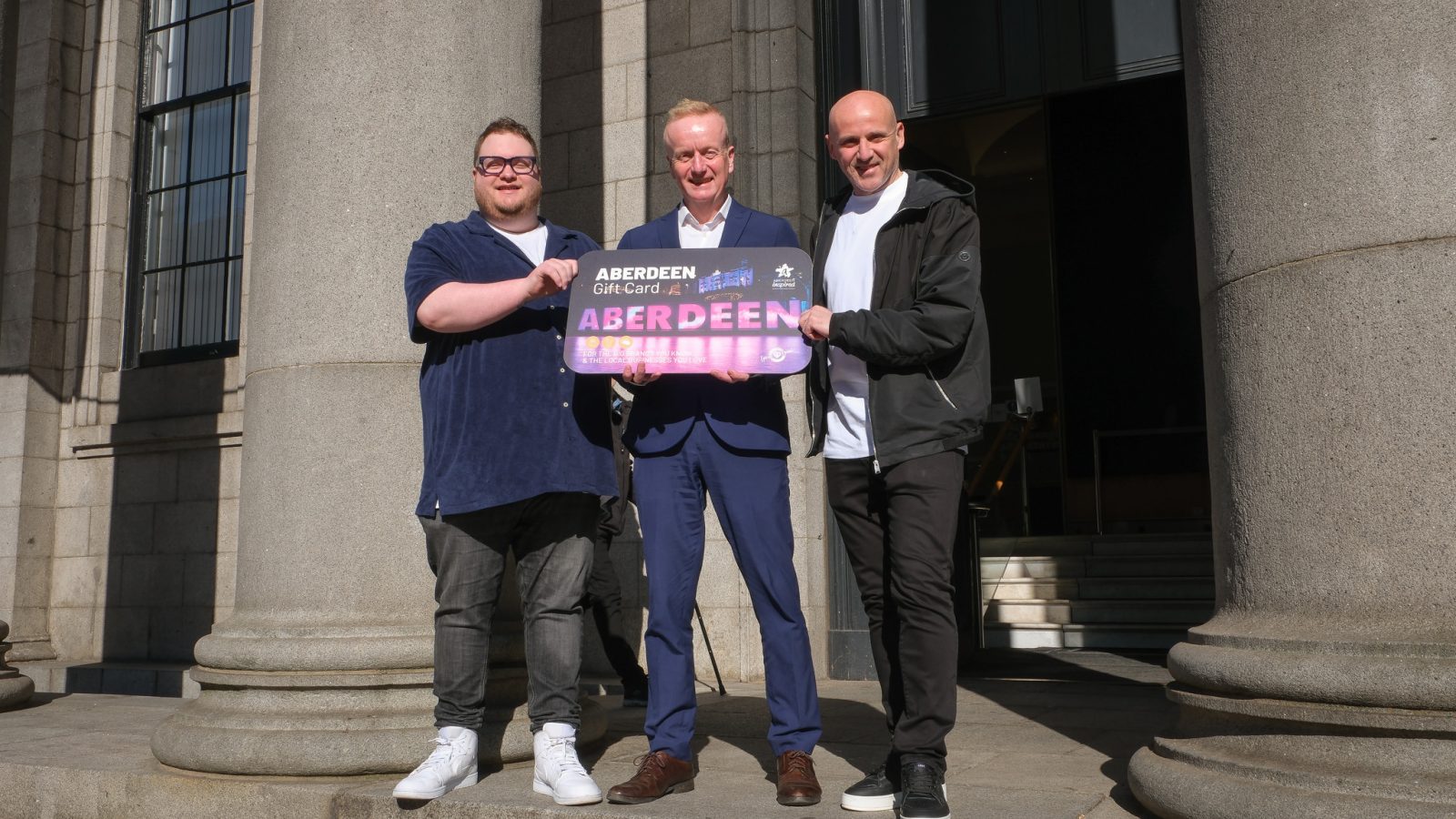 Johnny Brooks, Chief Executive of Black Tartan; Adrian Watson, chief executive of Aberdeen Inspired, and Alan Soutar, co-founder of Black Tartan, at the Music Hall. Credit: Aberdeen Inspired