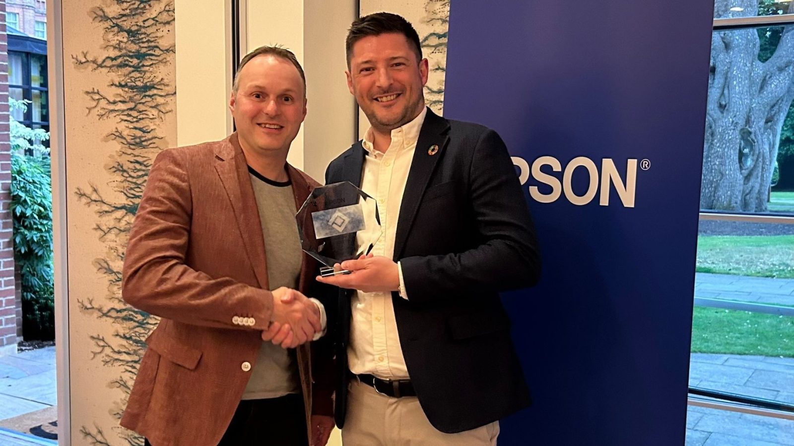 Ryan Green, Carbon Digital Services Director, left, and Nick Taylor, Epson Head of Office Print Division UK & Ireland