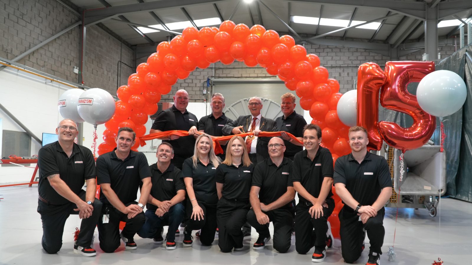 Lord Provost joined by Paradigm CEO, Julian Manning, and some of the UK team at the opening of ParaDyce Technology Deployment Centre in Dyce, Aberdeen.