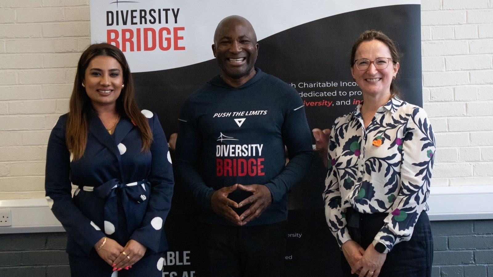 Cllr Deena Tissera, Edward Obi and Professor Mirela Delibegovic, FRSE