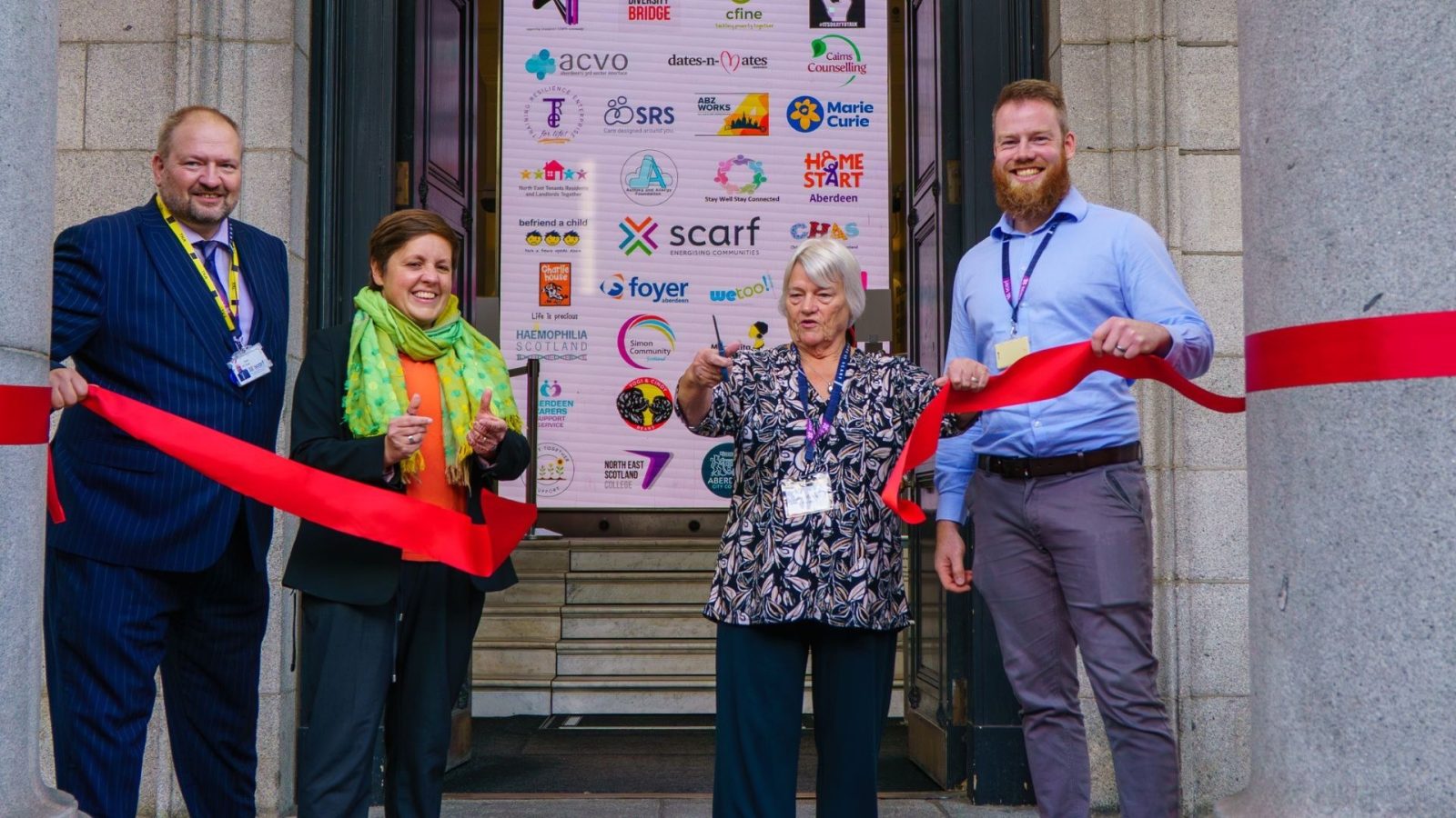 From left, David Sims, Contracts & Commercial Manager at Scarf; Kirsty Blackman, SNP MP; Jean Morrison, Founder of Scarf and Chair of AREG; and Scott O’Neill, Marketing Manager at Scarf.