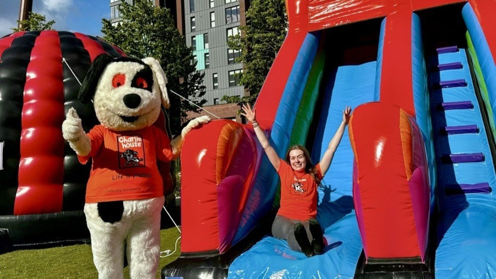 Charlie Dog and fundraiser Louise Bone