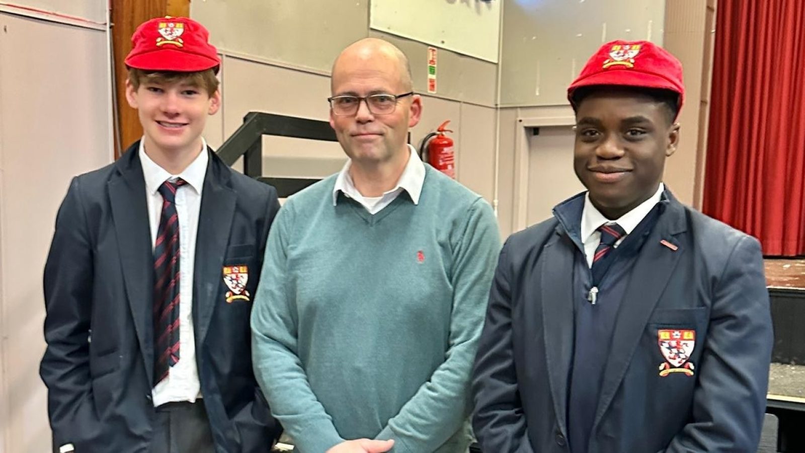 Scottish freestyle skier Callum (S5), Headmaster Richard Toley, and Scottish footballer Andrew (S4). Photo credit - Lathallan School