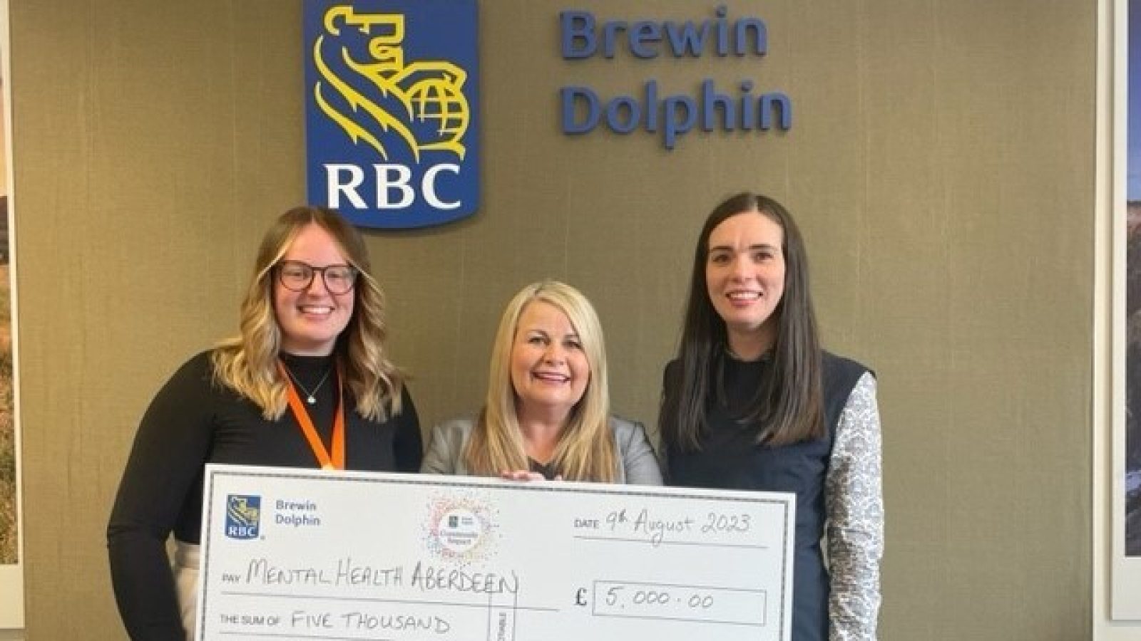Ellie Fergusson, Fundraising Coordinator MHA, Sharon King, RBC Brewin Dolphin and Carrie Keenan, RBC Brewin Dolphin.