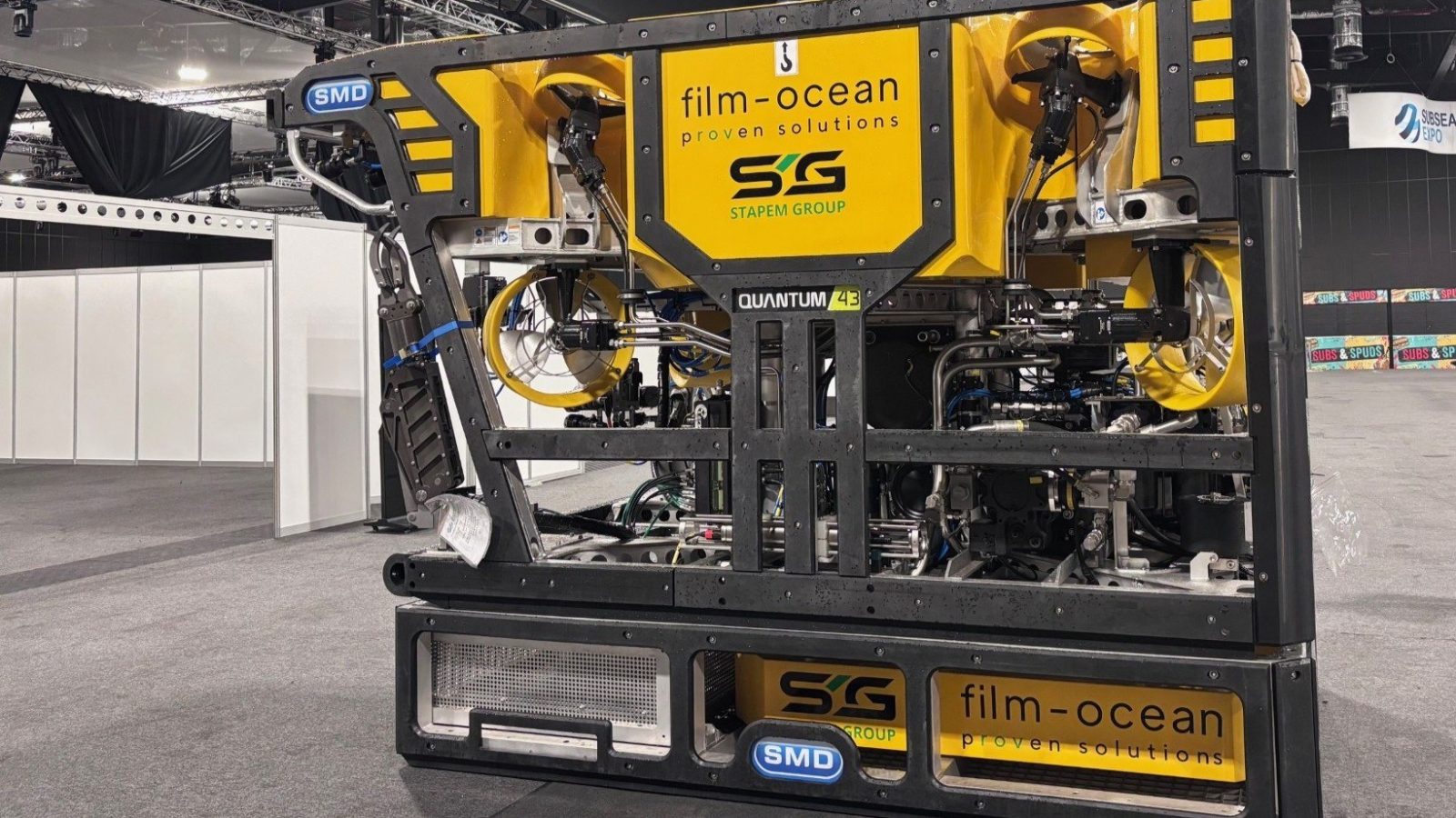 Film-Ocean’s Work Class Quantum® ROV, manufactured by SMD and newly added to the company’s fleet, in position ahead of Subsea Expo 2026 in Aberdeen.