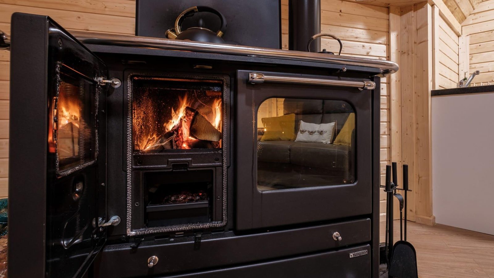 Woodburning stove in Hazel Bothy