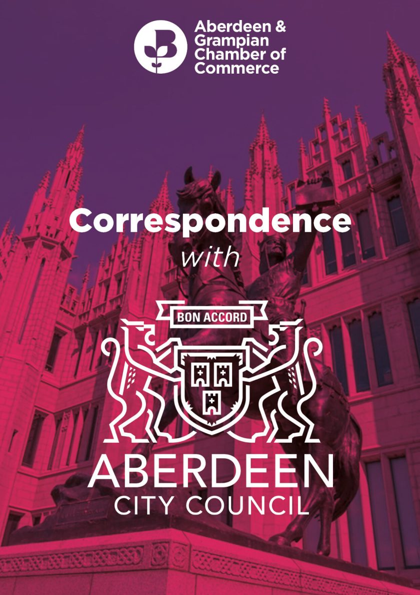 Letter to Aberdeen City Council Co-leaders regarding local authority interventions and the associated impact on city centre footfall