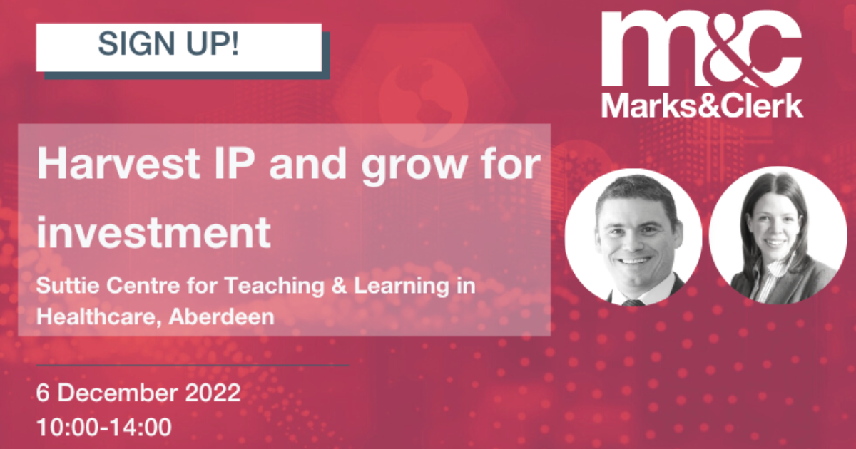 OpenGraph Image for Marks & Clerk to host Harvest IP and Grow for Investment