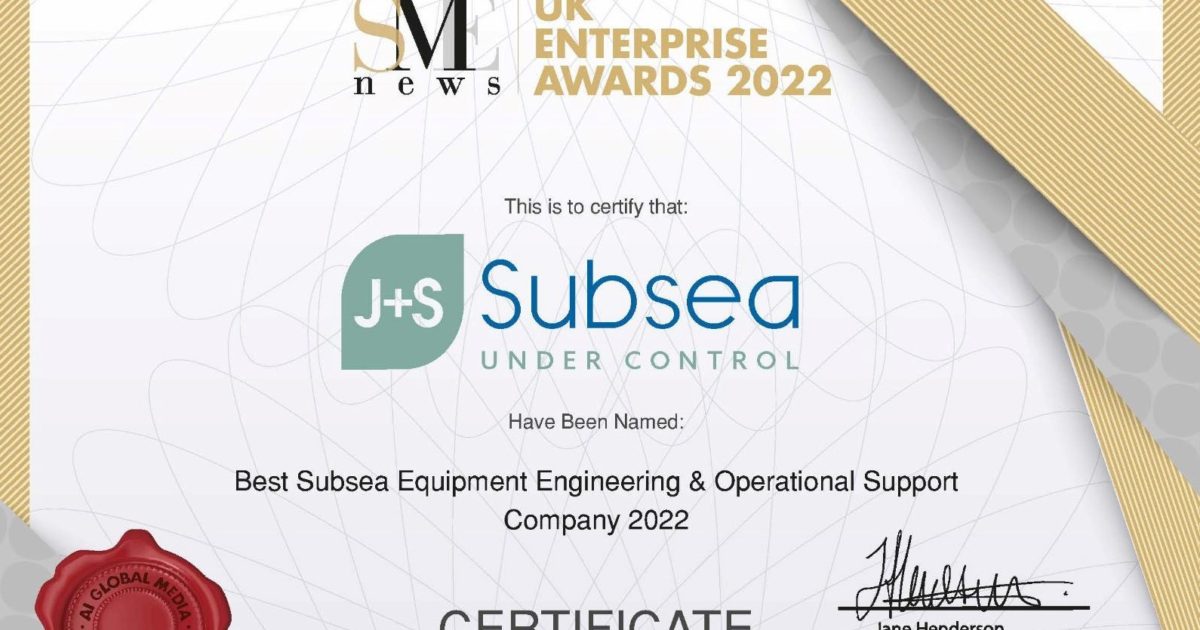 OpenGraph Image for J+S Subsea wins top subsea accolade in national awards