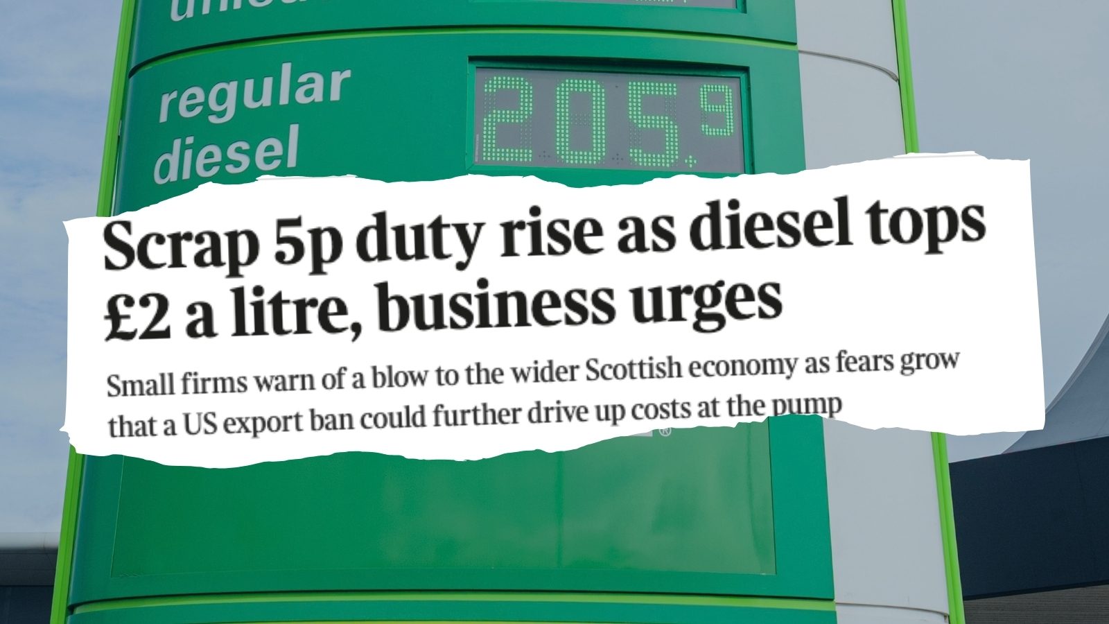 Scrap 5p duty rise as diesel tops £2 a litre, business urges