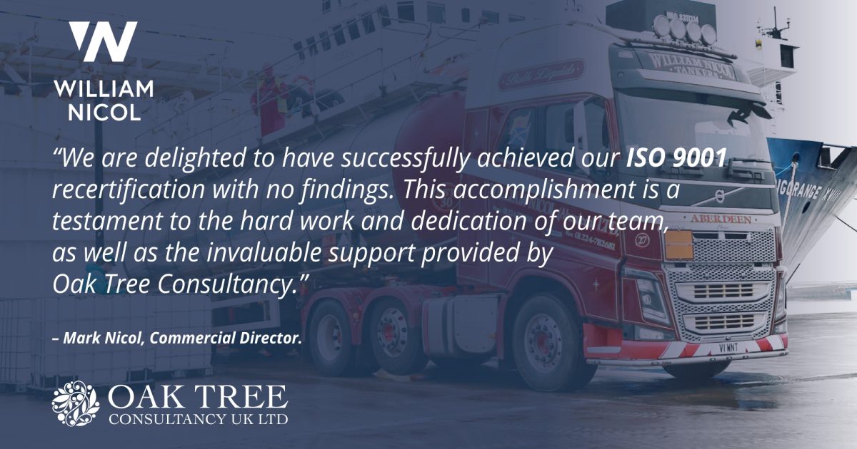OpenGraph Image for William Nicol Ltd – Haulage division achieves ISO 9001 recertification with zero findings