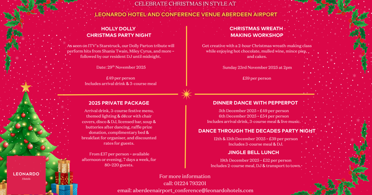 OpenGraph Image for Celebrate Christmas in style at Leonardo Hotel and Conference Venue Aberdeen Airport