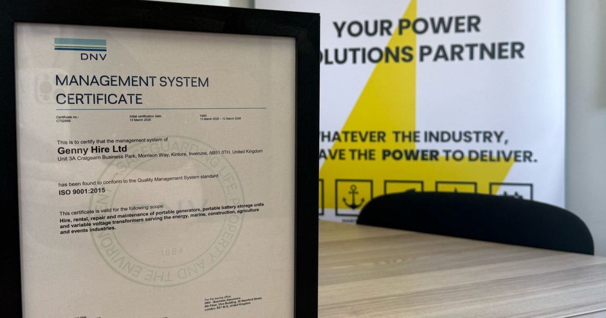 OpenGraph Image for Genny Hire Ltd achieves prestigious ISO 9001 certification