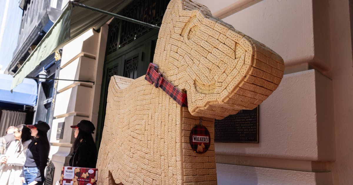 OpenGraph Image for Walker's Shortbread unveils giant Scottie Dog shortbread sculpture at NYC Tartan Week 