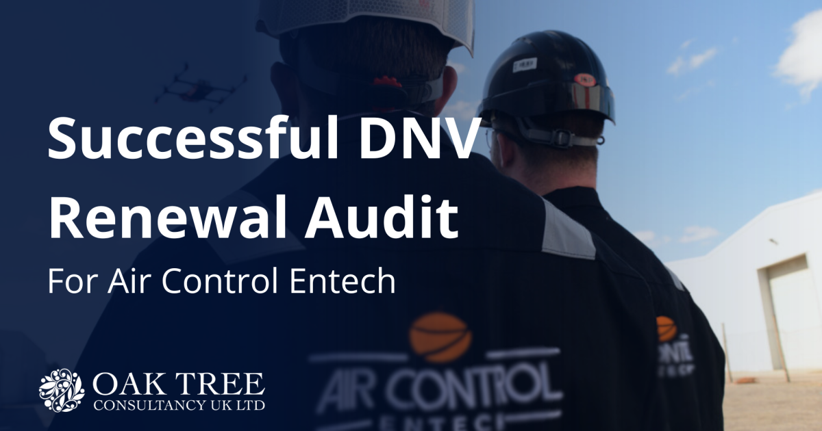 OpenGraph Image for Oak Tree Consultancy supports Air Control Entech through successful ISO renewal audit