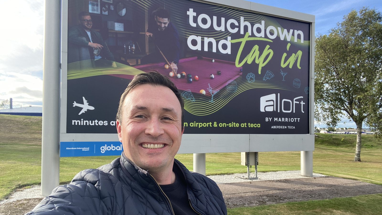 Farsight supports Aloft by Marriott Aberdeen TECA with airport banner campaign