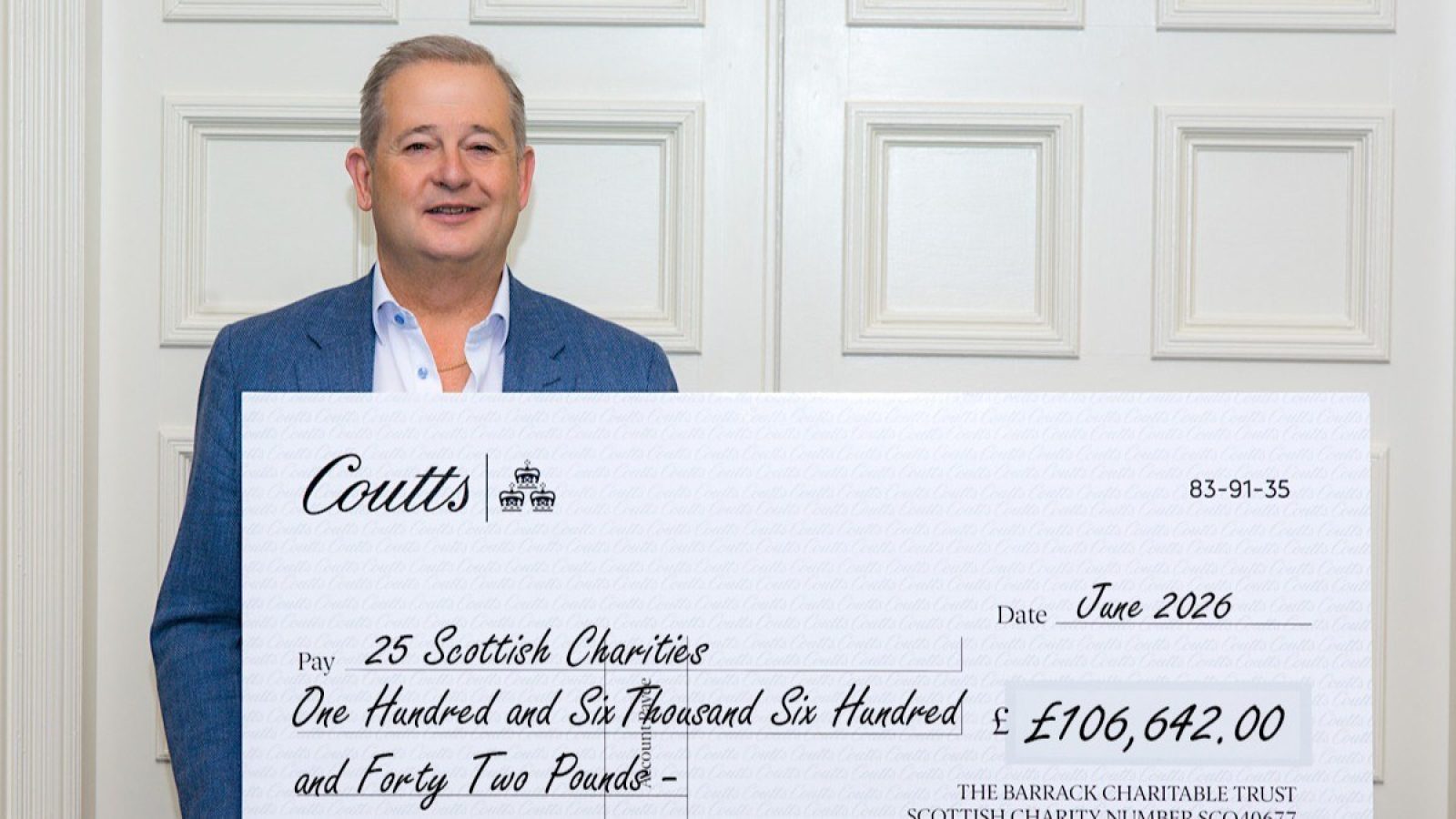 25 charities across Scotland share more than £100,000 in grants from the Barrack Charitable Trust