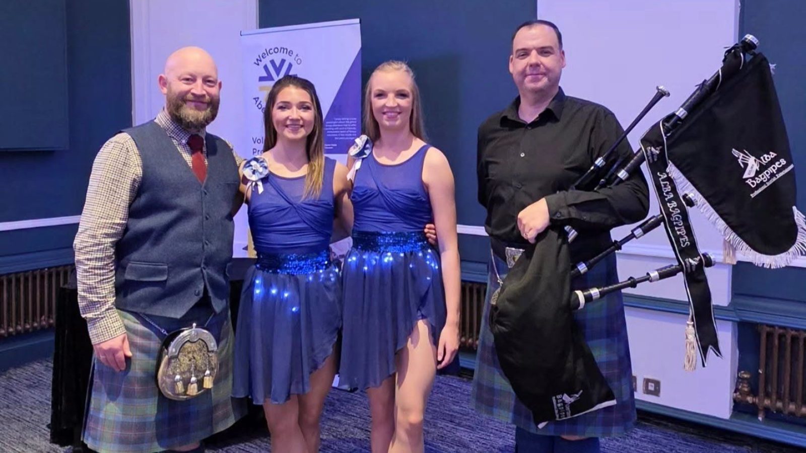 Alba Bagpipes joins celebrations at VisitAberdeenshire volunteer awards.