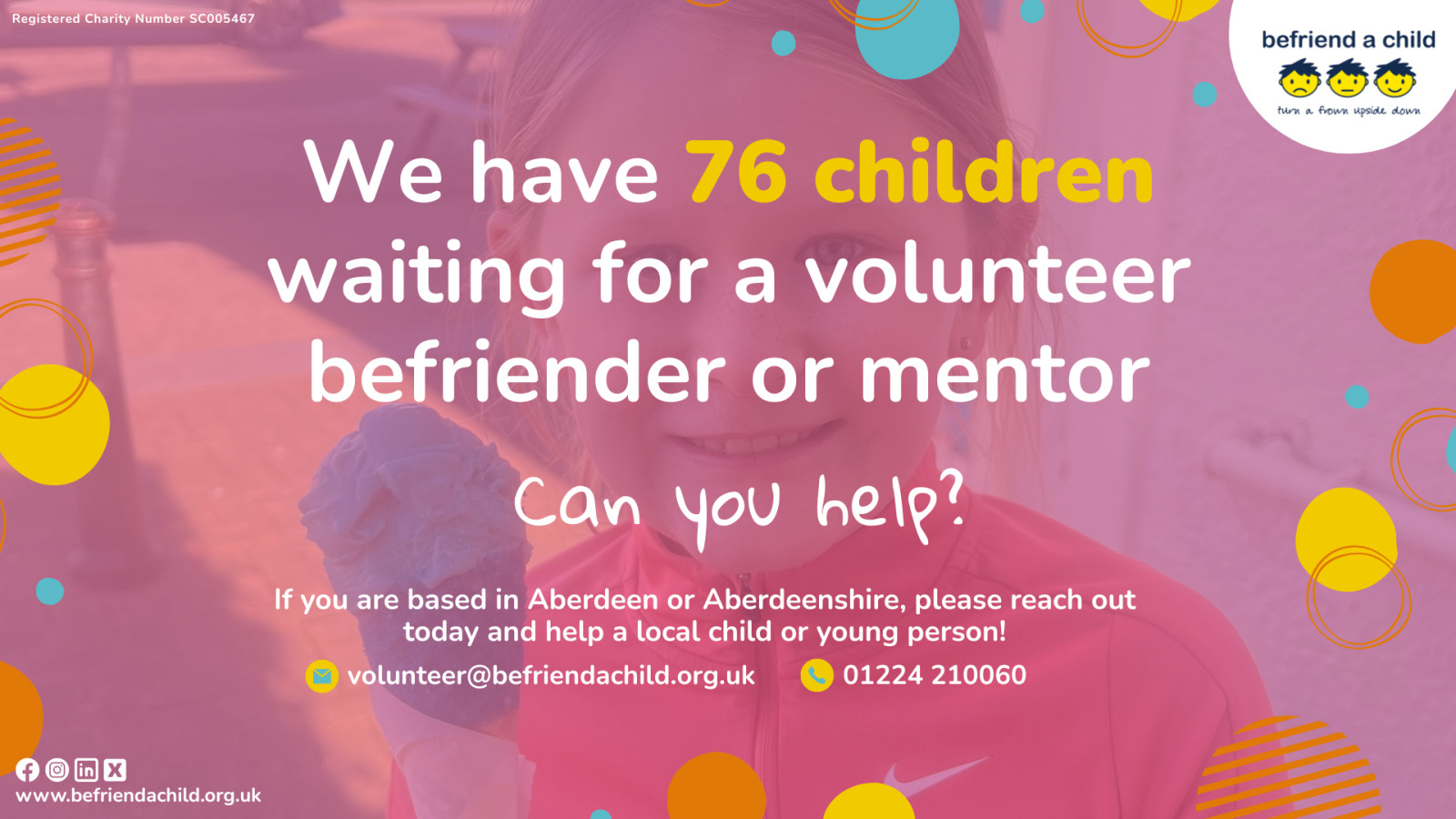 Befriend a Child urgently seeking volunteers as waitlist hits 76 children and young people