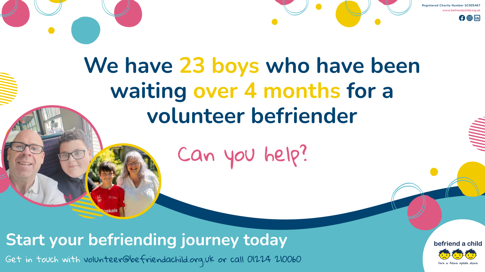 Befriend a Child calls on local community to step forward for boys still waiting for a volunteer befriender