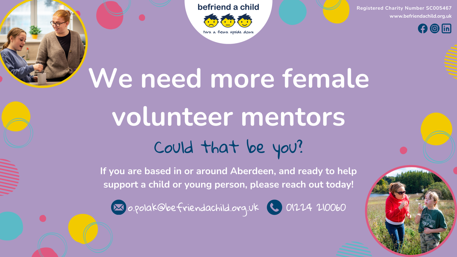 Befriend a Child launches appeal for female volunteer mentors to support children waiting for a positive role model