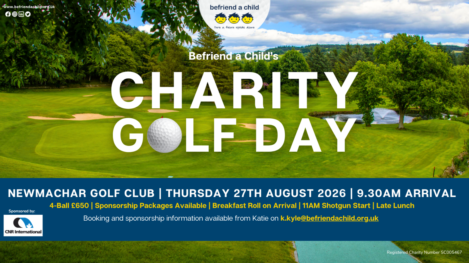 Businesses urged to snap up final team spaces for Befriend a Child's Annual Charity Golf Day
