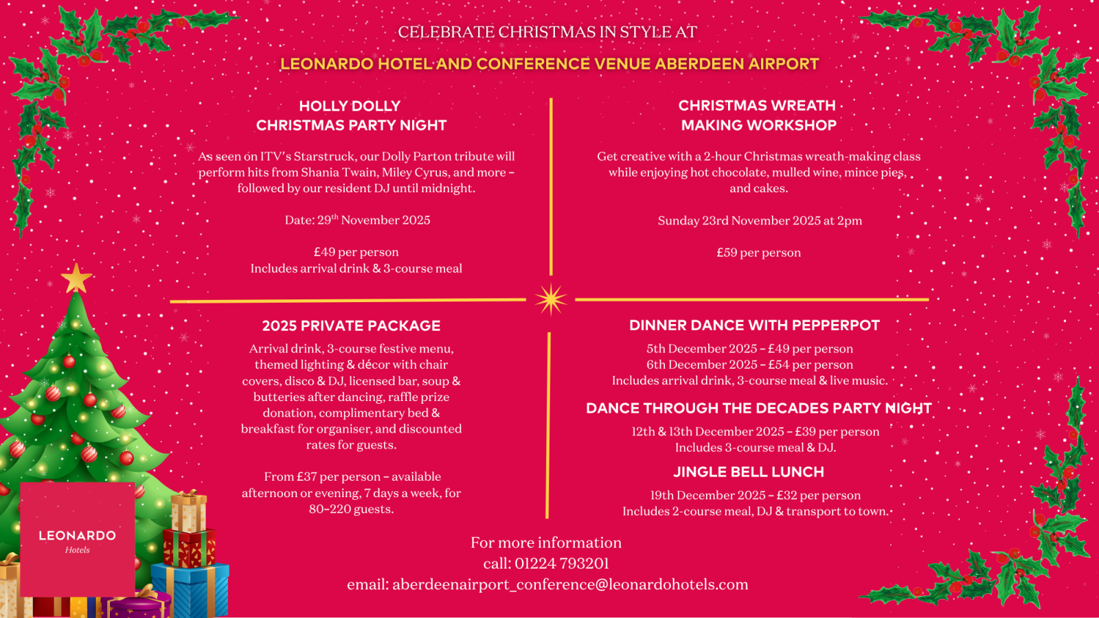 Celebrate Christmas in style at Leonardo Hotel and Conference Venue Aberdeen Airport