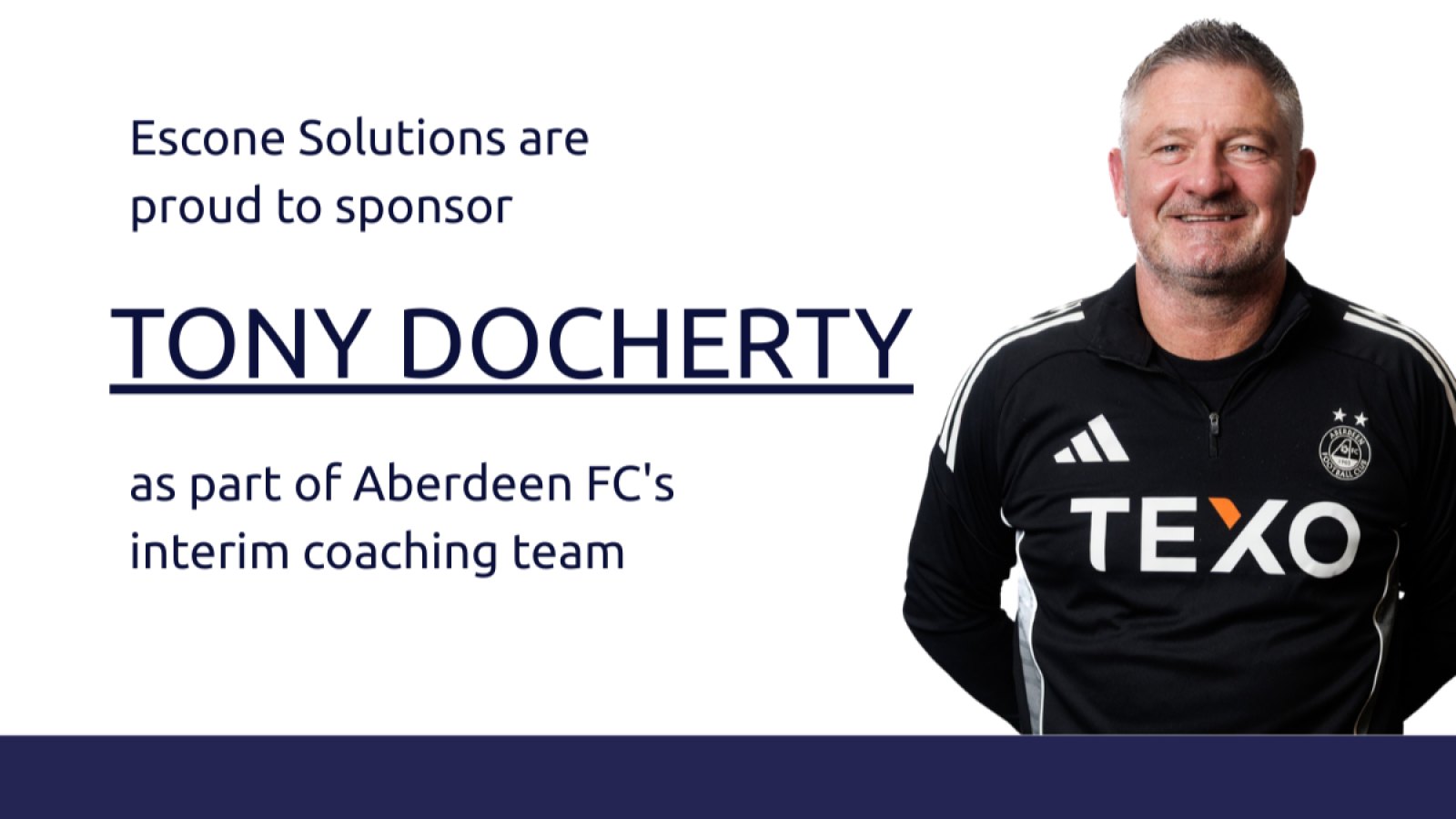 Escone Solutions sponsors Aberdeen FC’s Tony Docherty