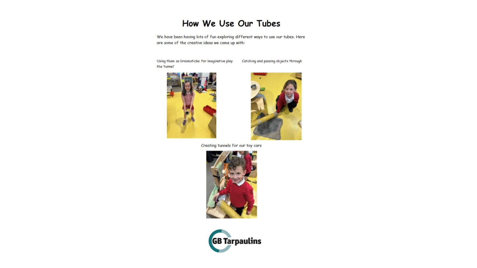 GB Tarpaulins helps local children turn packaging waste into play