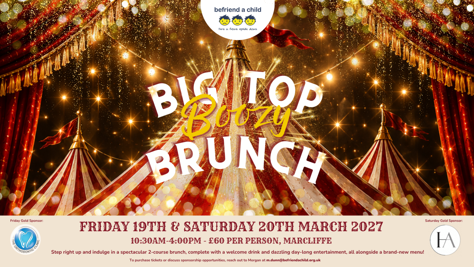 Roll up, roll up! The circus is coming to Befriend a Child's Boozy Brunch March 2027 and one date is already SOLD OUT