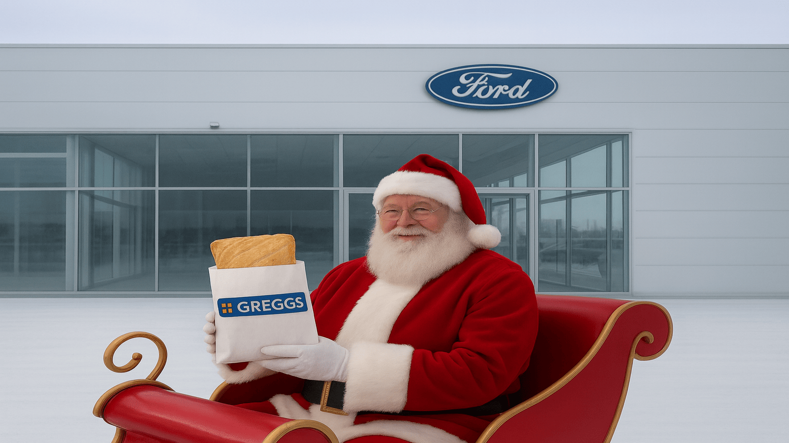 Santa visits TrustFord Aberdeen for an MOT and a free Greggs lunch!
