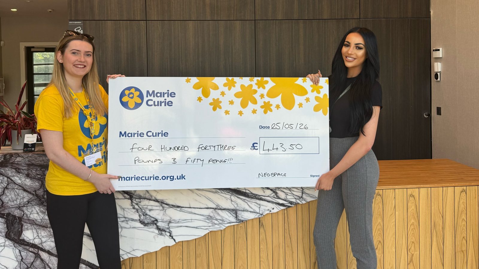 Neospace fifth anniversary bake sale raises £443.50 for Marie Curie